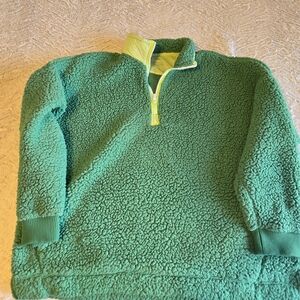 Aerie Green And Lime Green Plush Sherpa Pullover